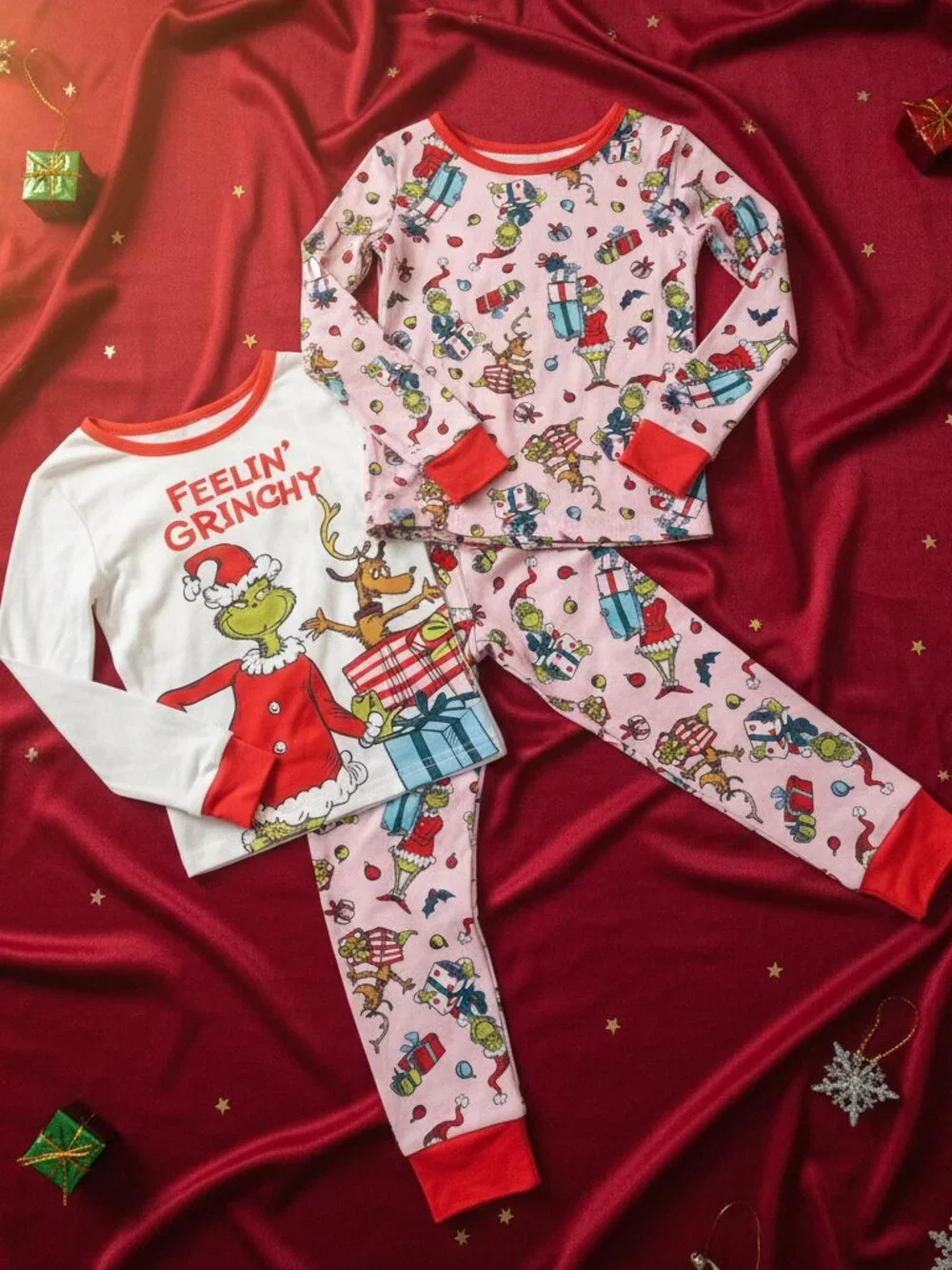Grinch Girls Christmas Pajama Set NWT Size 6 3 Piece Holiday Pjs